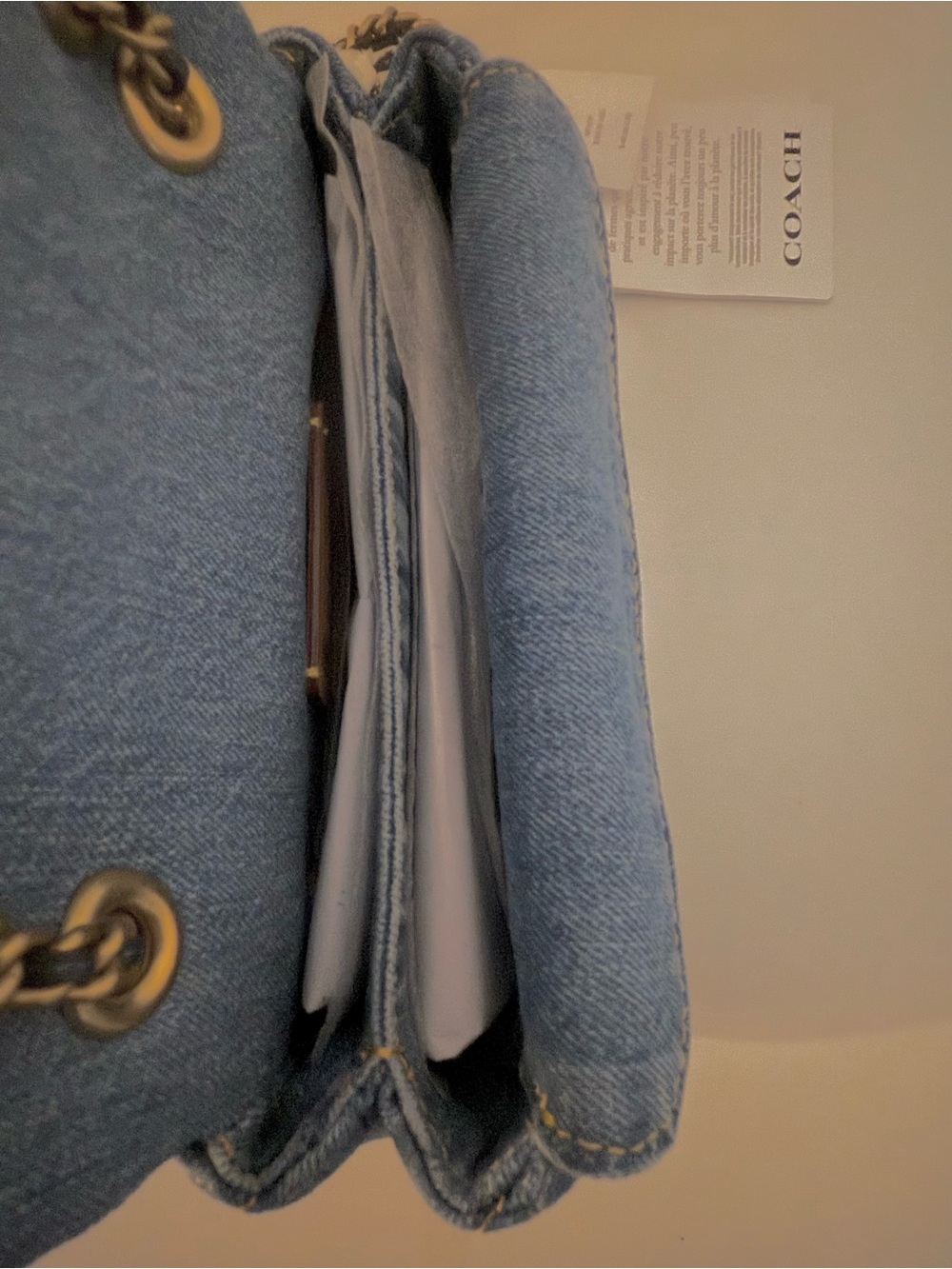 Coach Quilted Denim Crossbody with Gold Chain - Blue NWT Dust Bag Retail $475 - Picture 9 of 14